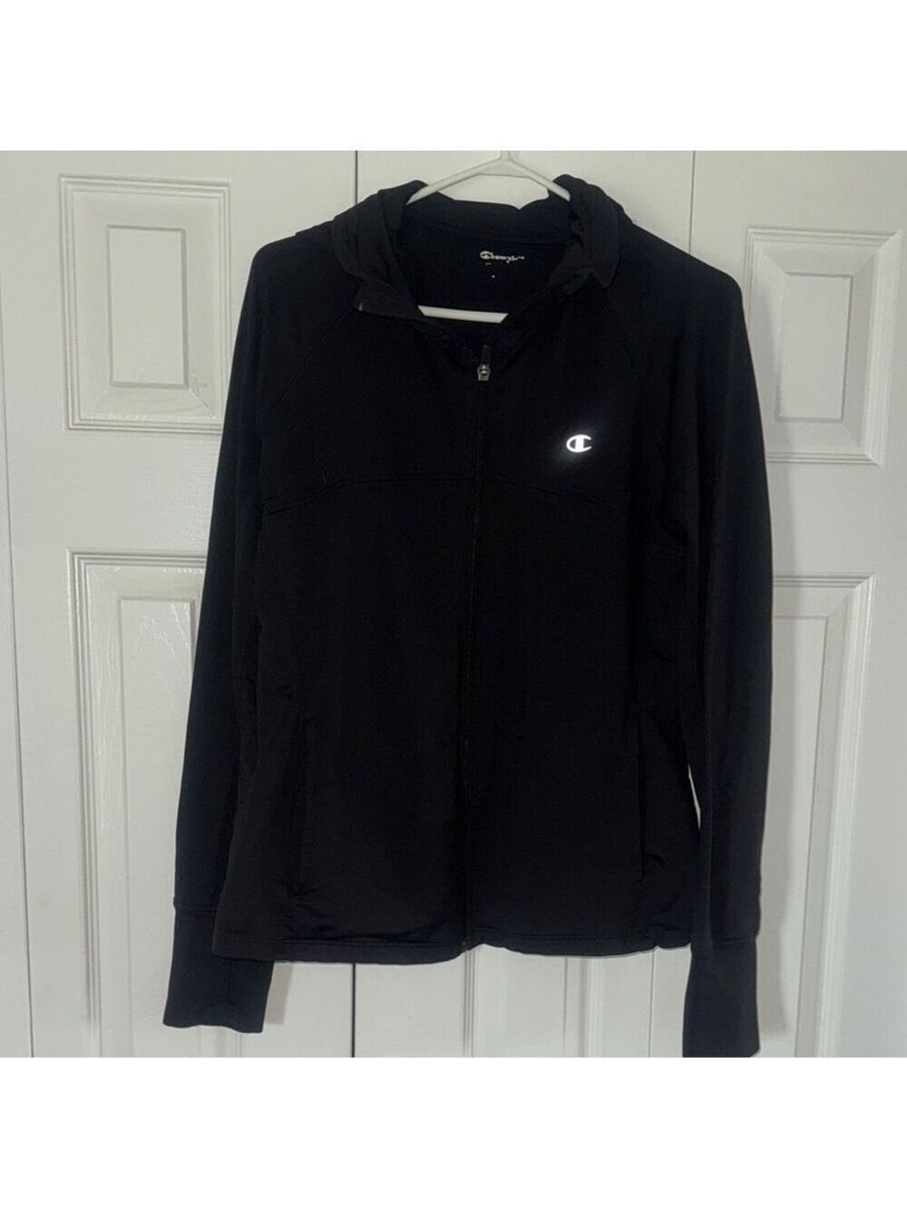 Champion Black Utility Jacket with Full Zip and Fitted Design